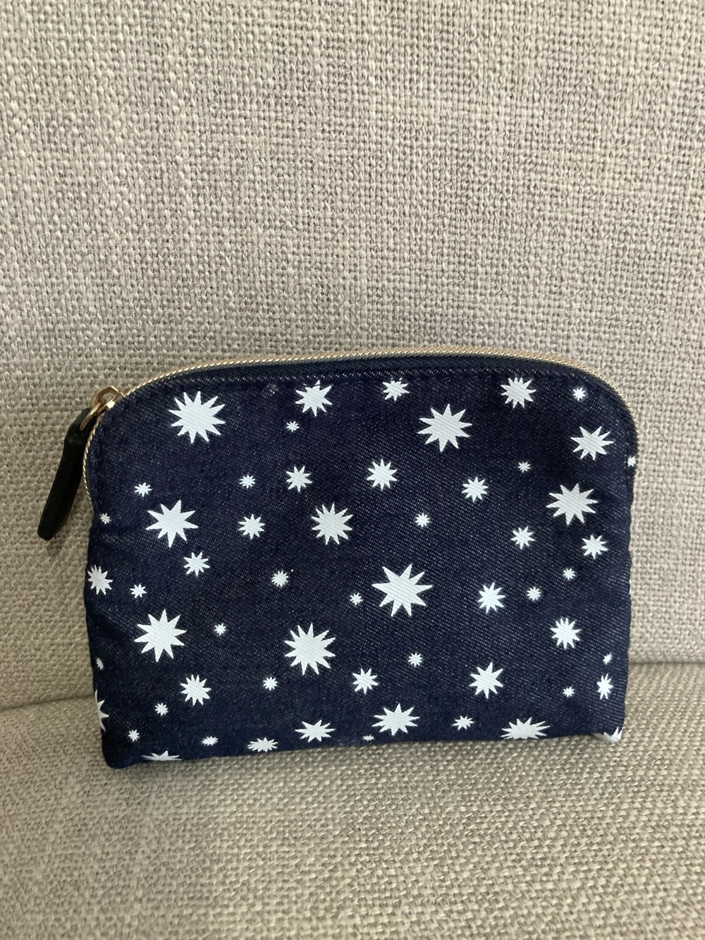 Denim Star-Print Cosmetic Pouch